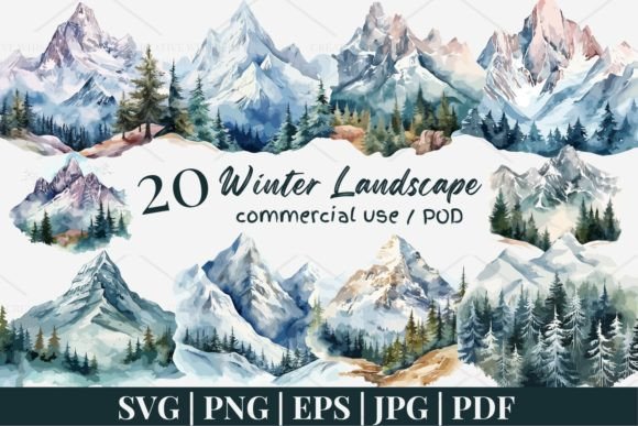 20 Mountain Landscape SVG, PNG 952: A Versatile Digital Asset for Creators