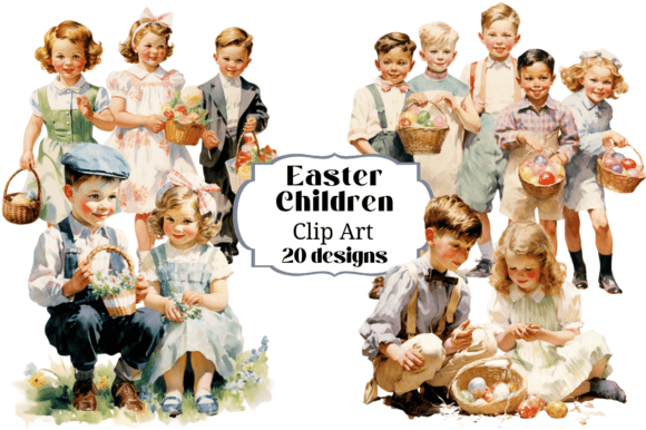 20 Vintage Easter Children Clip Art: A Timeless Resource for Creative Projects