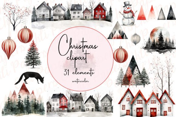 Christmas Clipart: Christmas Tree Houses