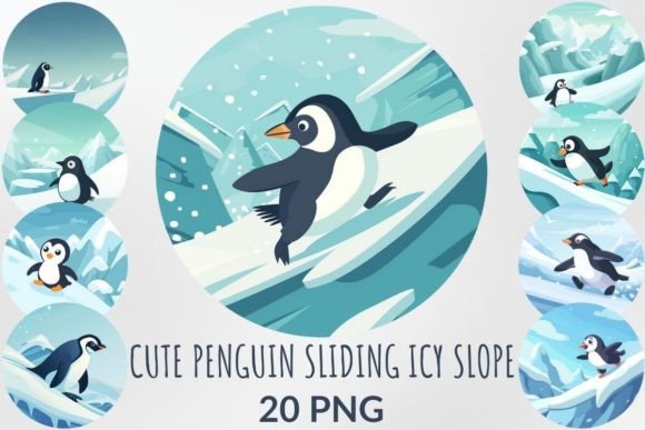 Cute Penguin Sliding Icy Slope Clipart: A Strategic Asset for Visual Communication