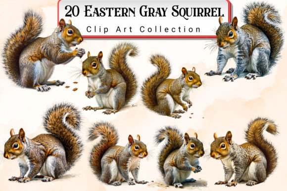 Eastern Gray Squirrel Clipart Bundle