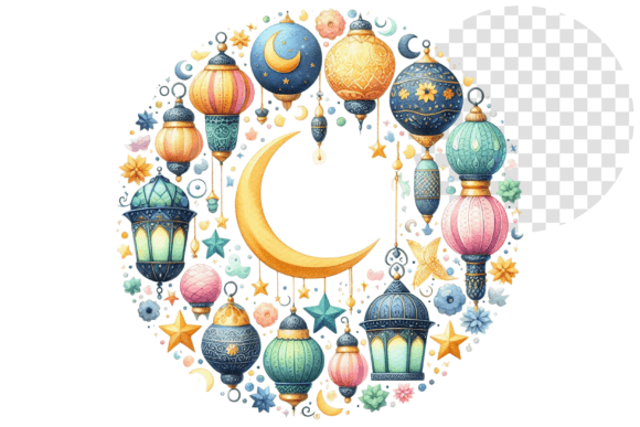EidAura Watercolor Wreath Clipart