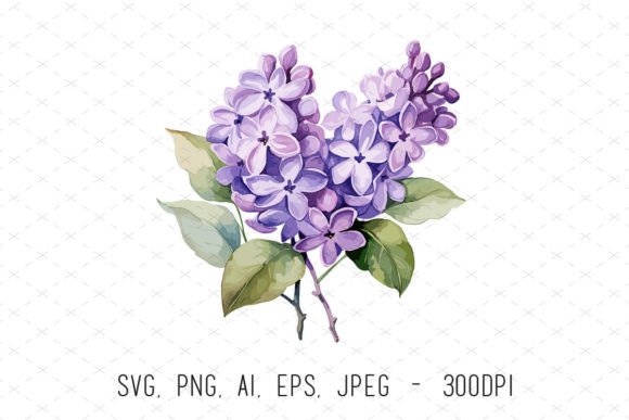 Lilac Flowers Floral Watercolor Clipart for Professional Creative Workflows