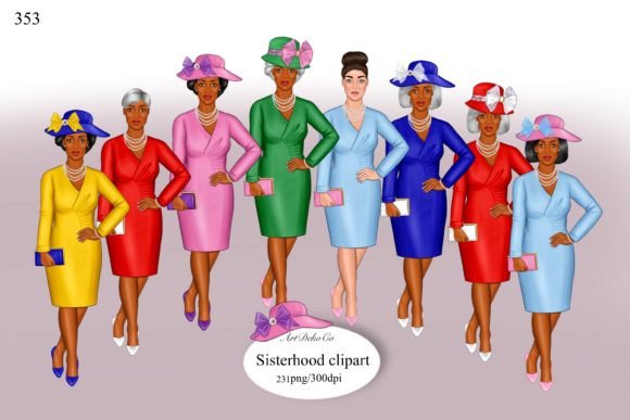 Mature Lady Clipart: Sisterhood & Style