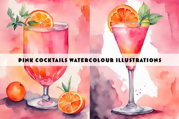 Pink Cocktails Watercolour Duo: Elevating Your Creative Projects with Digital Art
