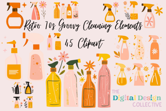 Retro 70s Groovy Cleaning Elements: A Strategic Asset for Modern Creatives
