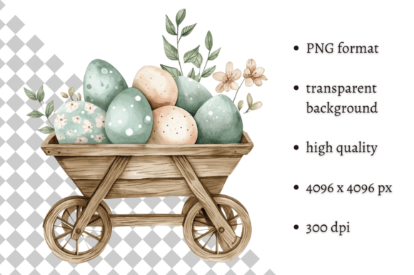Watercolor Blue Easter Illustration PNG