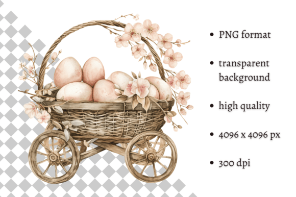 Watercolor Easter Wheelbarrow Clipart: A Practical Asset for Spring Design