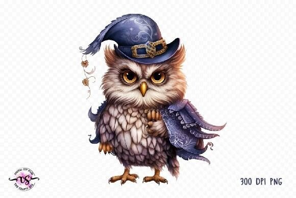 Watercolor Fairytale Owl Clipart for Creators