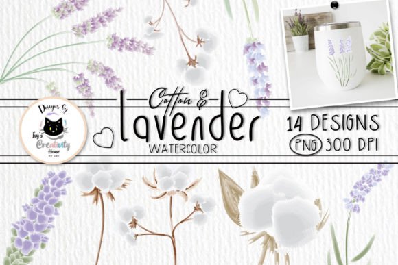 Watercolor Lavender Floral Clipart for Design