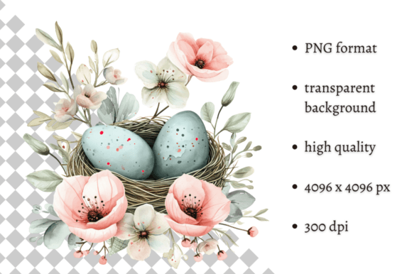 Watercolor Mint Easter Eggs Clipart