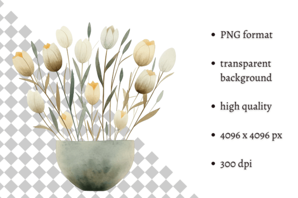 Watercolor Yellow Spring Flowers Clipart